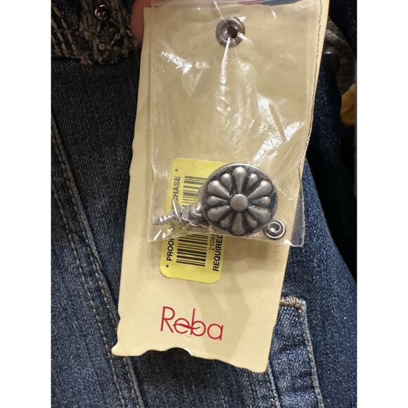 Reba Fall in Memphis Embellished Denim Jean Jacket Small NWT - Picture 7 of 11